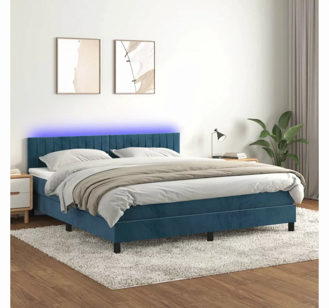 vidaXL Boxspringbett Bett Boxspringbett mit Matratze & LED Samt (180 x 200 günstig online kaufen