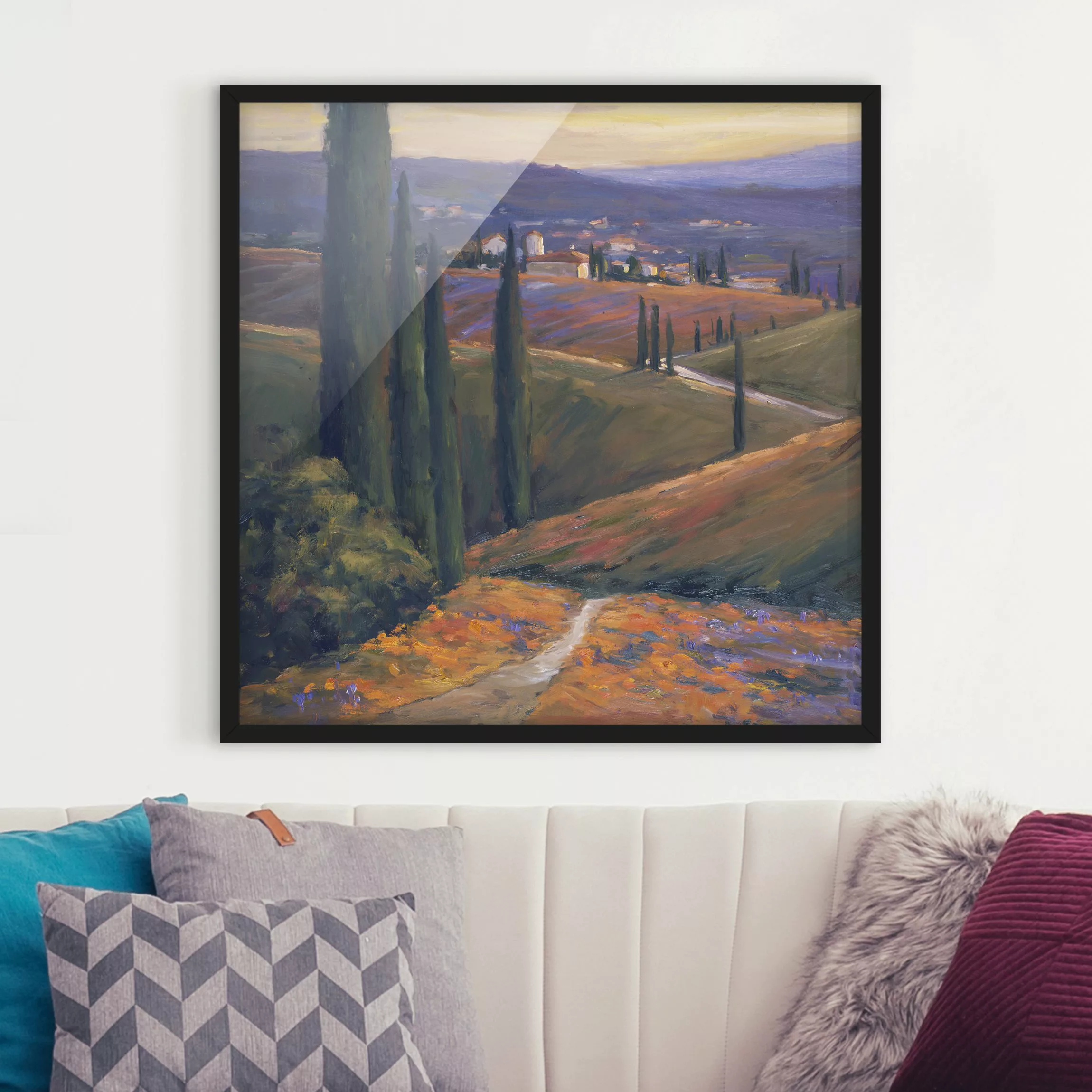 Bild mit Rahmen Natur & Landschaft - Quadrat Landschaft am Nachmittag I günstig online kaufen