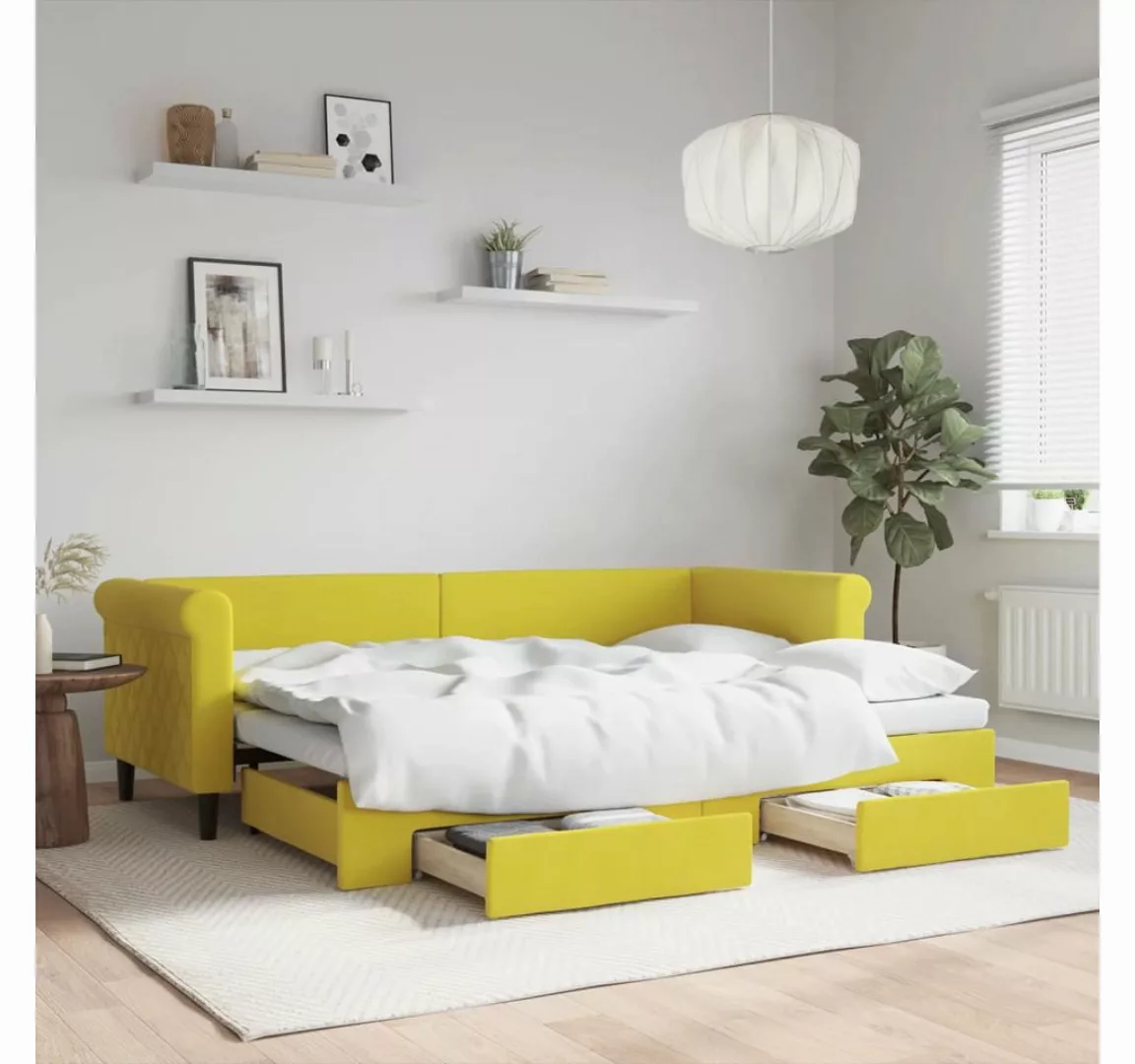 vidaXL Gästebett Gästebett Tagesbett Ausziehbar mit Schubladen Gelb 80x200 günstig online kaufen