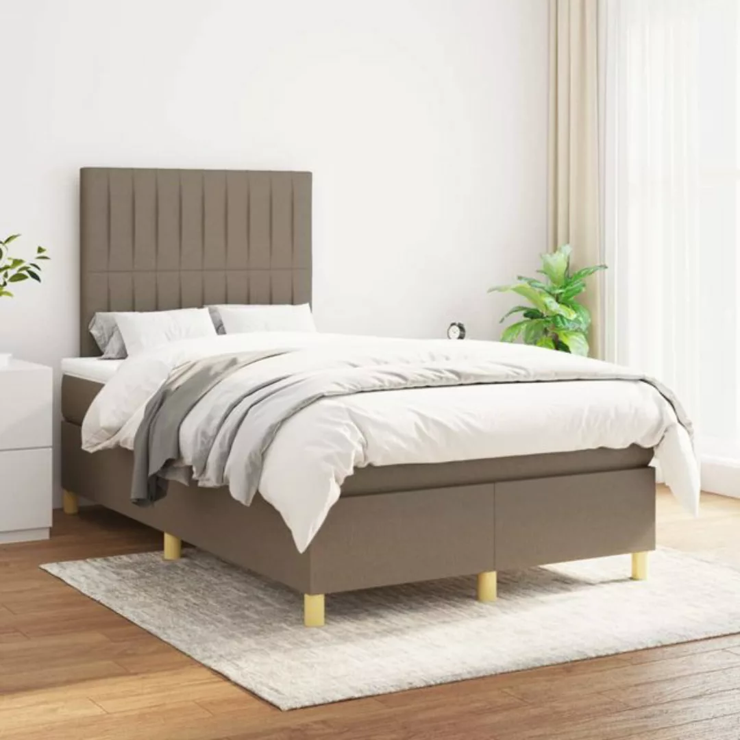 vidaXL Bettgestell Boxspringbett mit Matratze Taupe 120x200 cm Stoff Bett B günstig online kaufen