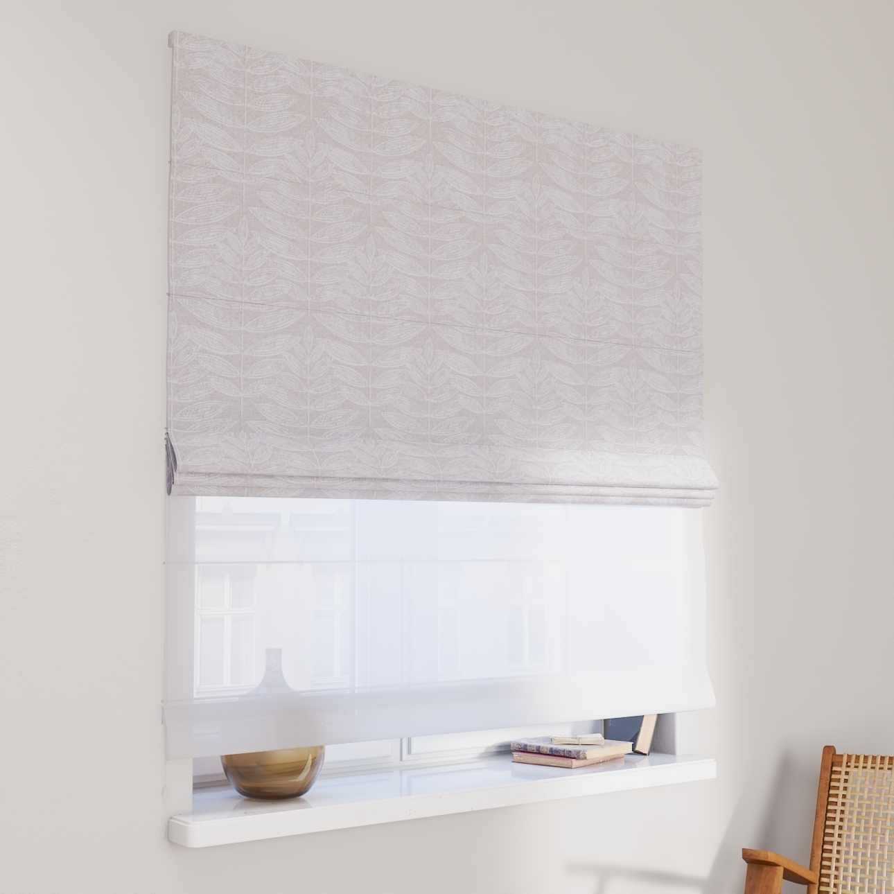 Dekoria Doppelraffrollo Duo, weiß-grau, 120 x 150 cm günstig online kaufen