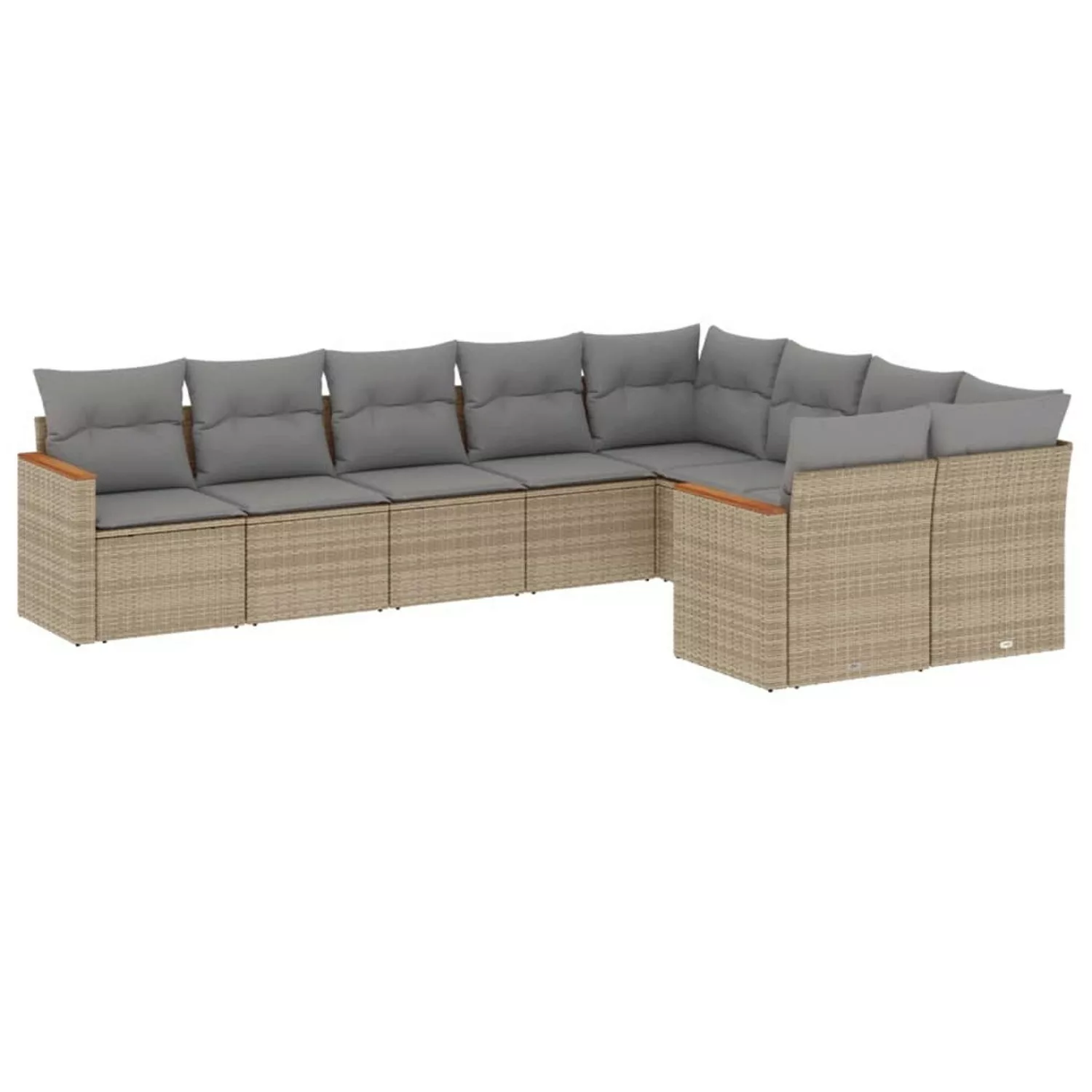 vidaXL 9-tlg Garten-Sofagarnitur mit Kissen Beige Poly Rattan Modell 220 günstig online kaufen