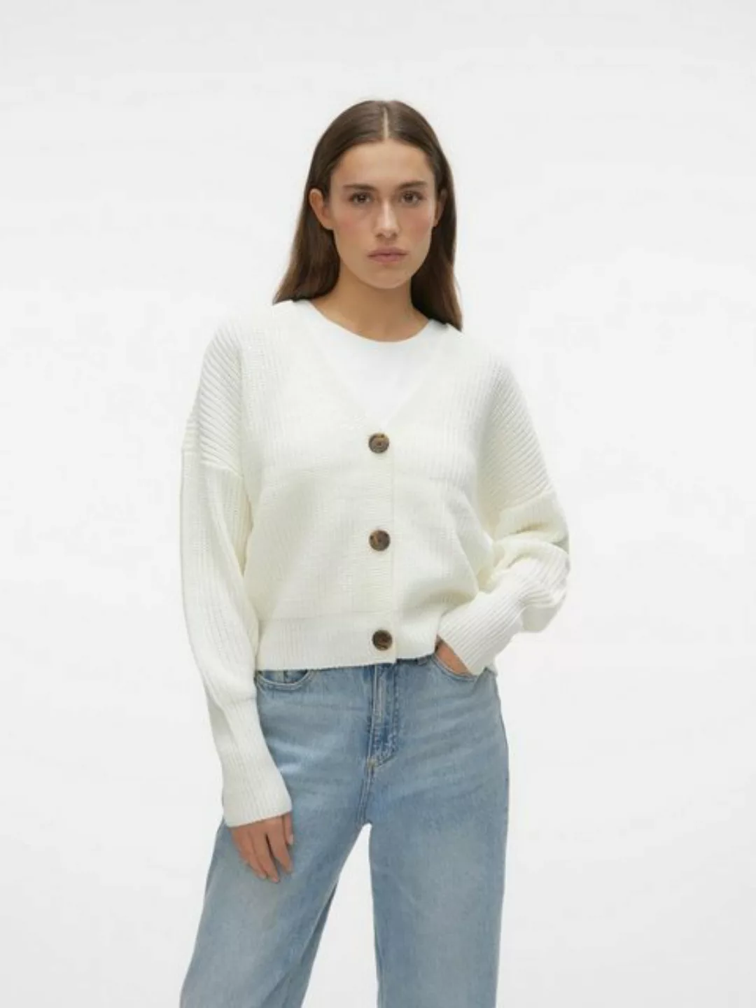 Vero Moda Cardigan Langarm Strickjacke V-Ausschnitt Basic Cardigan VMLEA VM günstig online kaufen