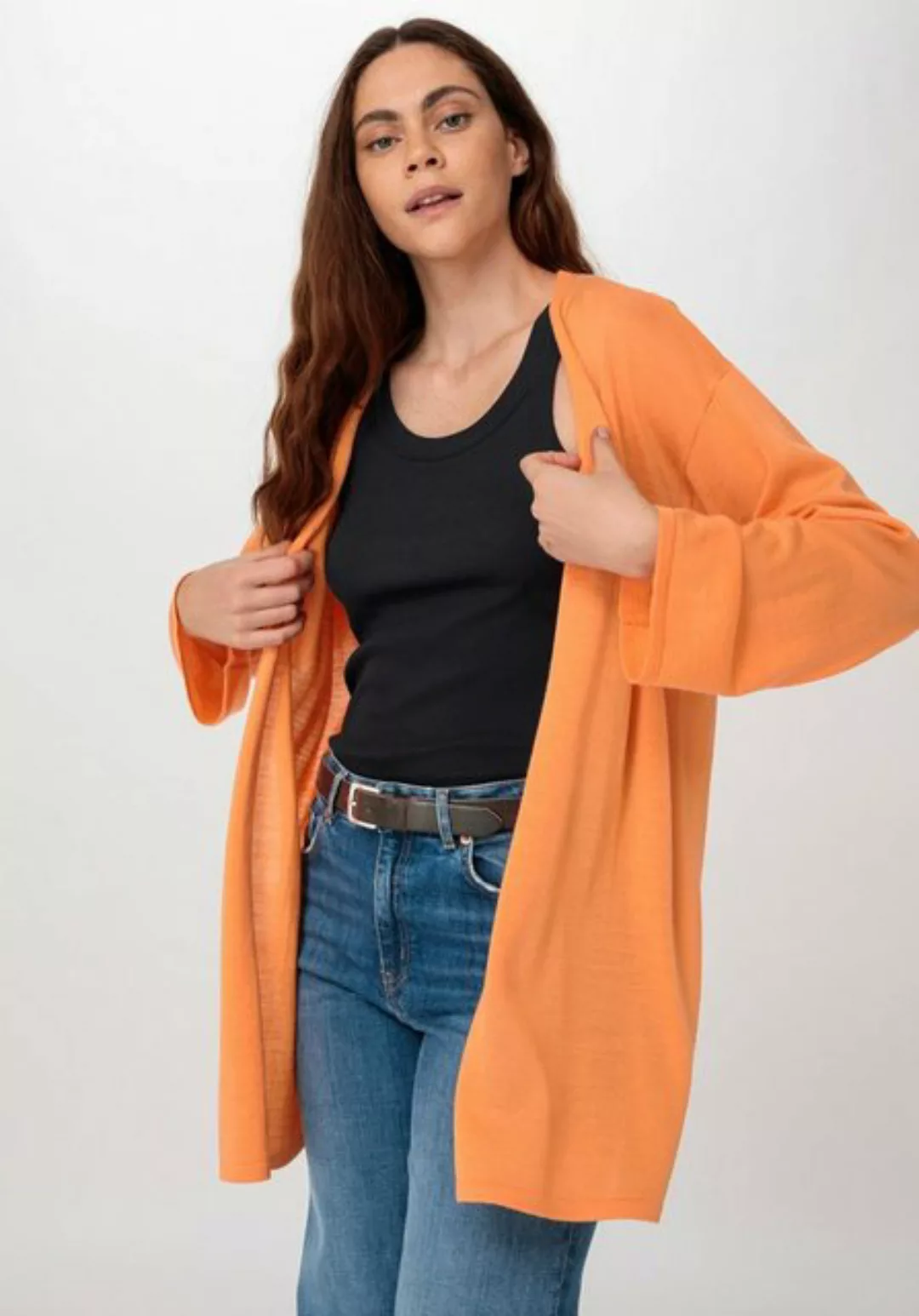 Hessnatur Strickjacke Oversize aus reiner Bio-Merinowolle (1-tlg) günstig online kaufen