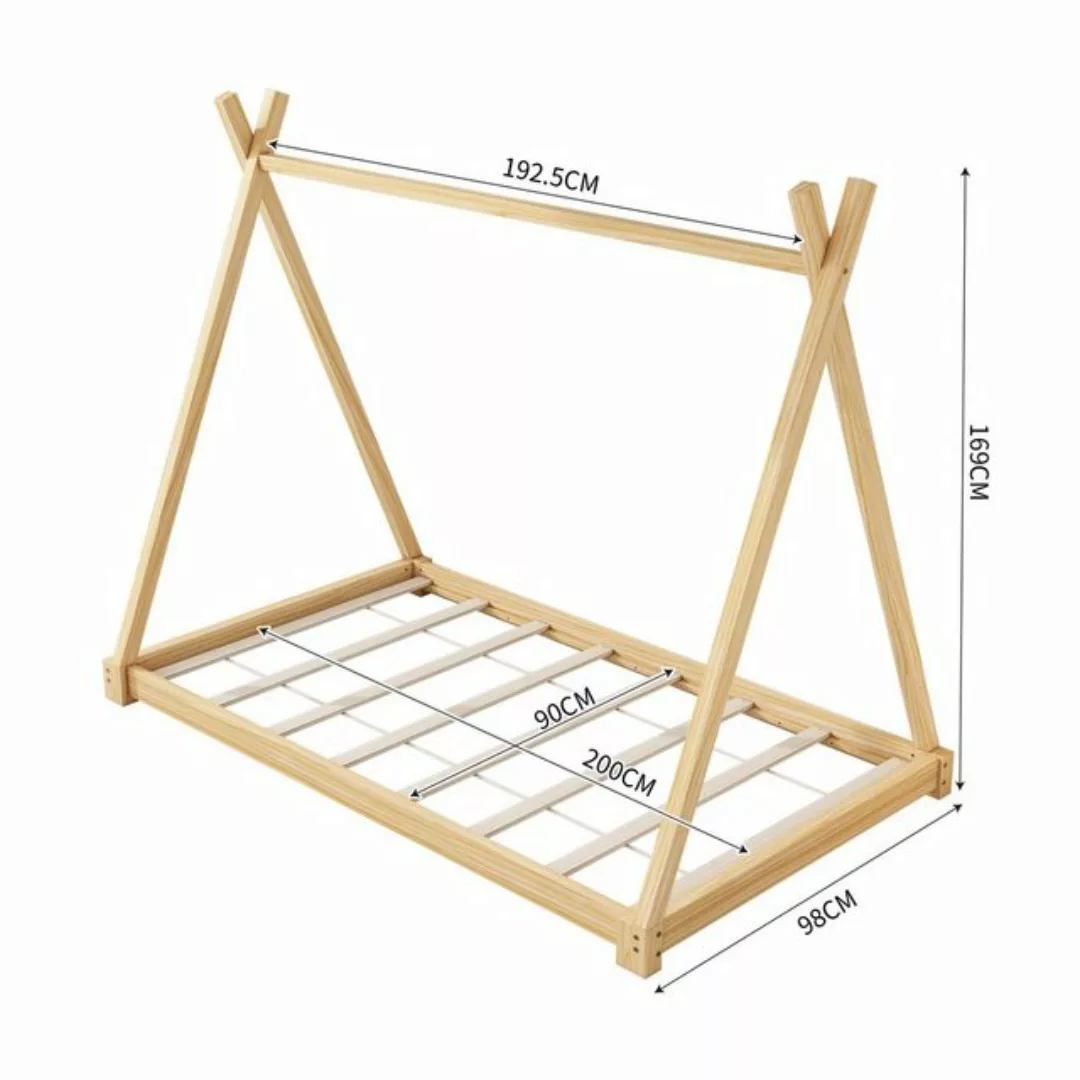 HAUSS SPLOE Kinderbett 90*200cm Massivholzbett mit Zelt-Modellier und Latte günstig online kaufen