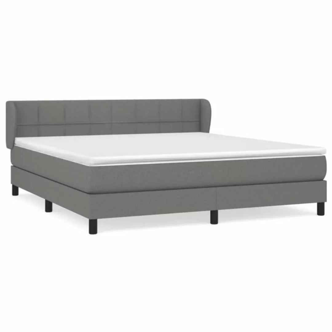 vidaXL Bettgestell Boxspringbett mit Matratze Dunkelgrau 180x200 cm Stoff B günstig online kaufen