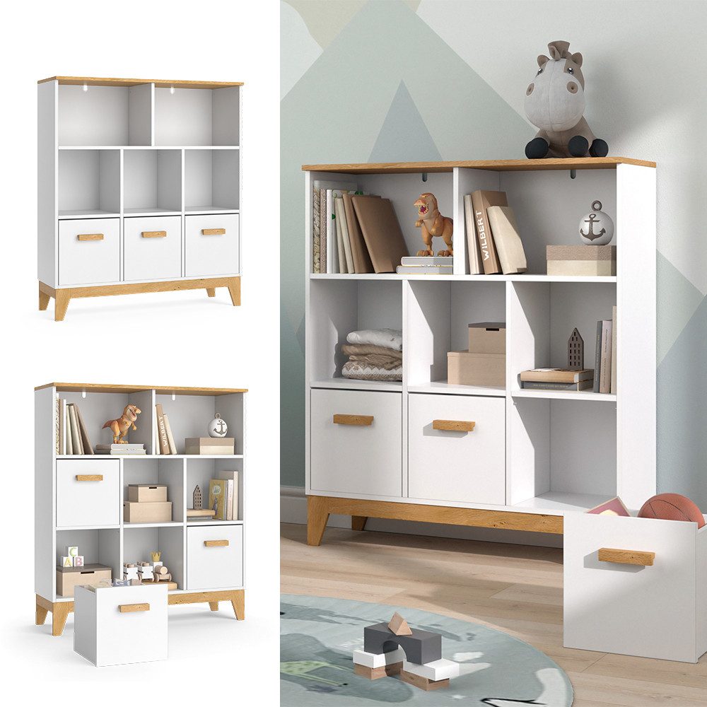 VitaliSpa® Bücherregal Malia, Weiß/Eiche, 98.4 x günstig online kaufen