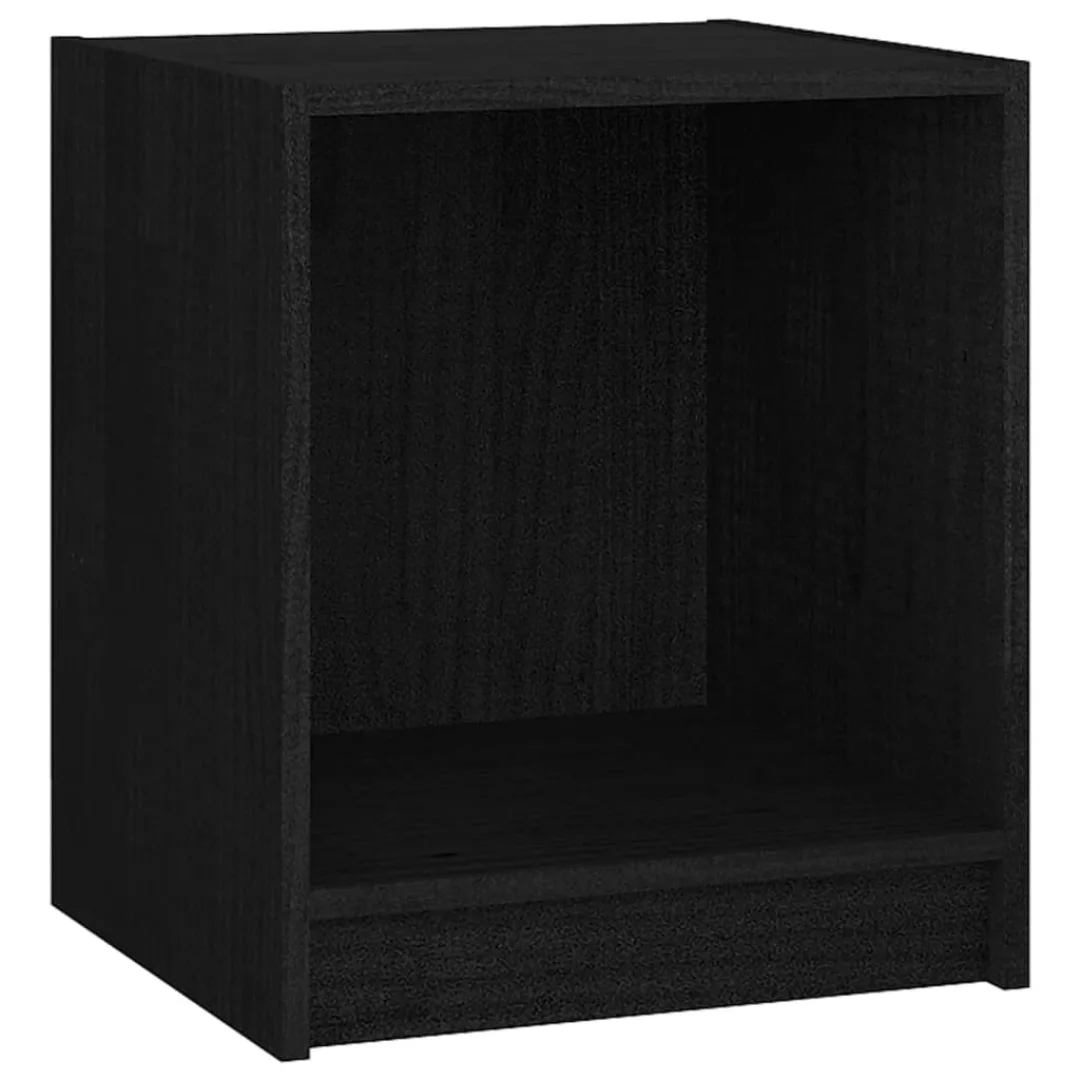 Nachttisch Schwarz 35,5x33,5x41,5 Cm Massivholz Kiefer günstig online kaufen