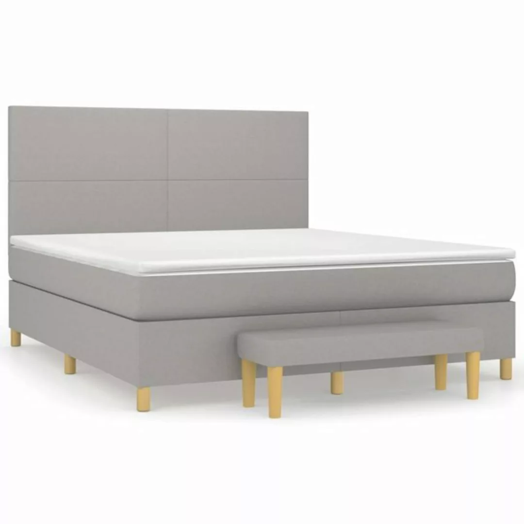 furnicato Bett Boxspringbett mit Matratze Hellgrau 180x200 cm Stoff günstig online kaufen