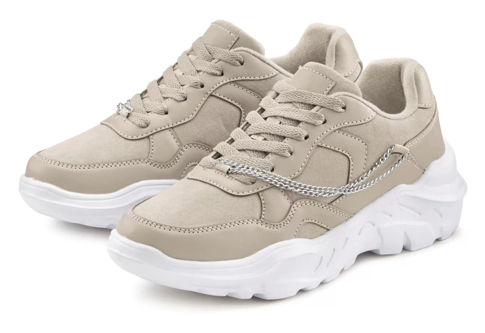 LASCANA Sneaker, mit Chunky-Sohle & Ketten, Schnürhalbschuhe, Freizeitschuh günstig online kaufen