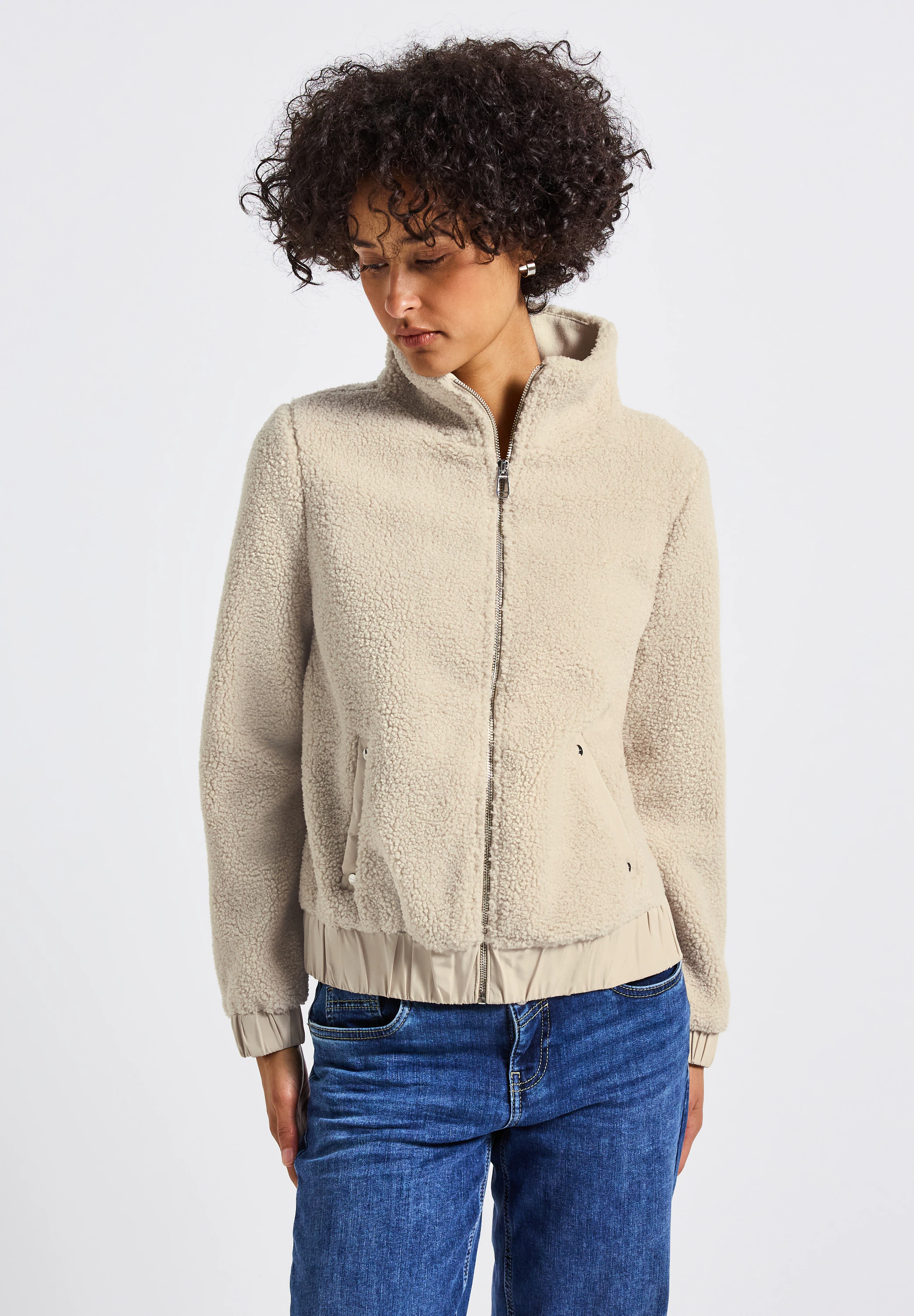 STREET ONE Fellimitatjacke, ohne Kapuze, aus elastischem Materialmix günstig online kaufen
