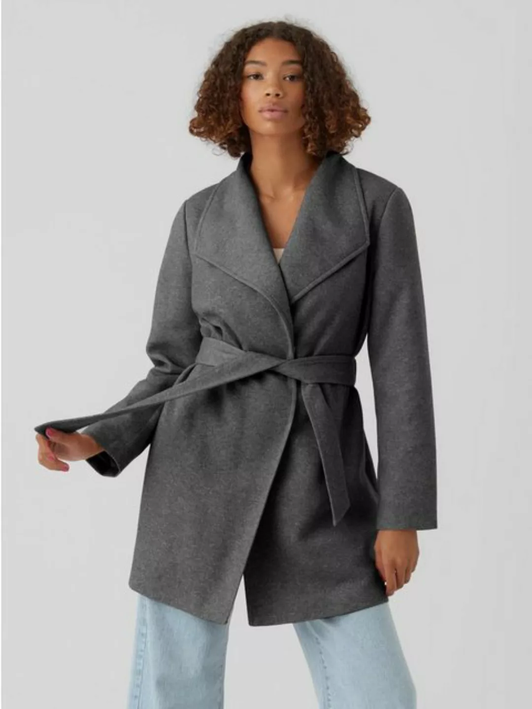 Vero Moda Kurzmantel Eleganter Kurz Mantel mit Bindegürtel Legere Winterjac günstig online kaufen