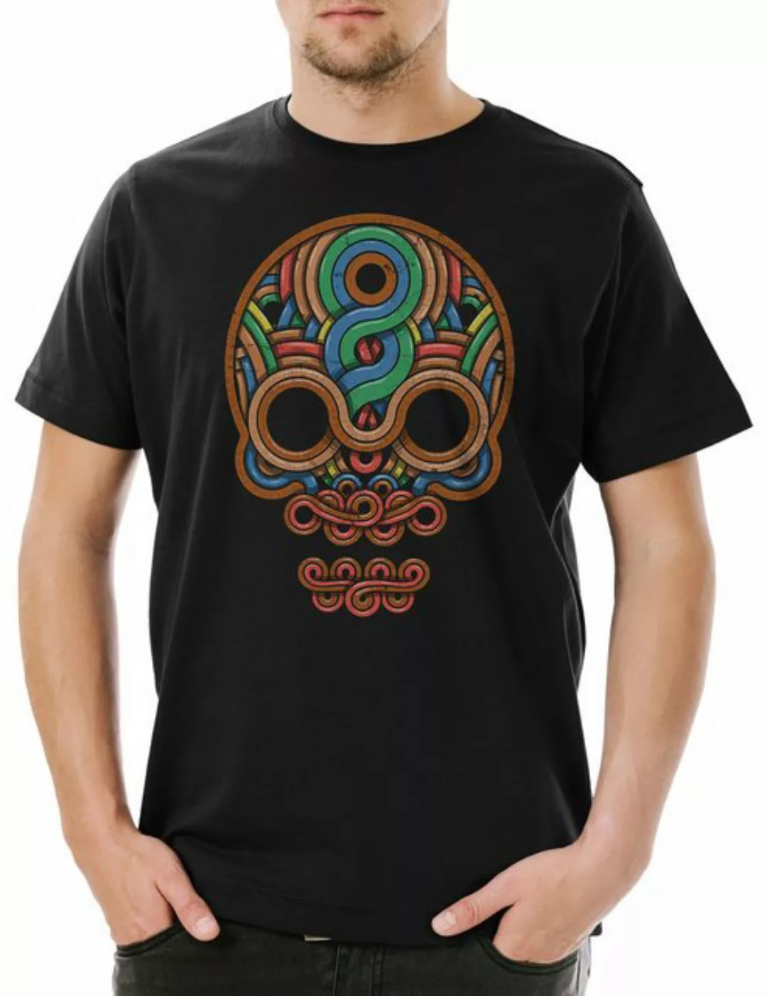 Urban Backwoods Print-Shirt Inca Skull Herren T-Shirt Inka Mayans Maya Azte günstig online kaufen