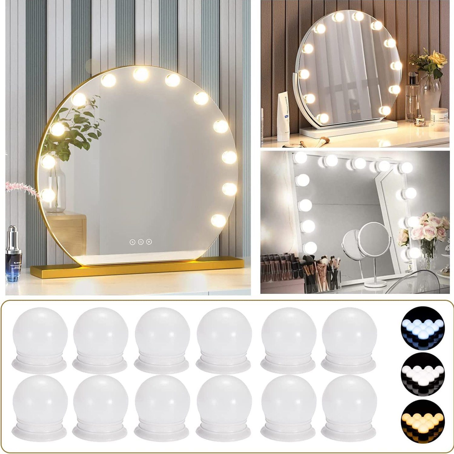 zggzerg LED-Lichtspiegel LED Spiegelleuchte,3 Farbmodi Schminktisch günstig online kaufen