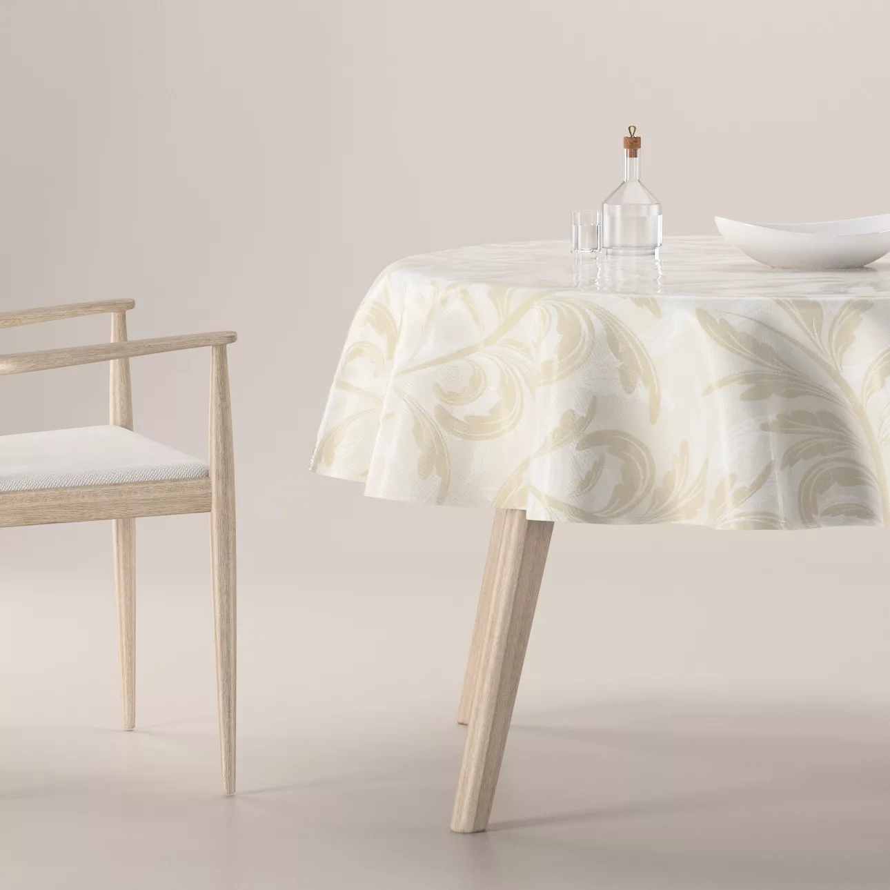 Runde Tischdecke, grau-beige, Secret Garden (144-93) günstig online kaufen