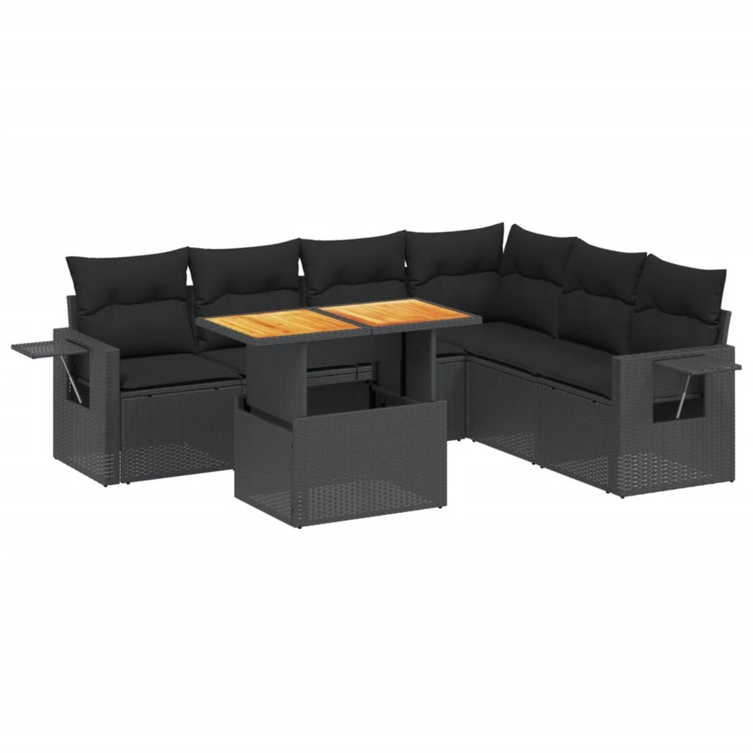 vidaXL 7-Tlg Garten-Sofagarnitur mit Kissen Schwarz Poly Rattan 3271769 günstig online kaufen