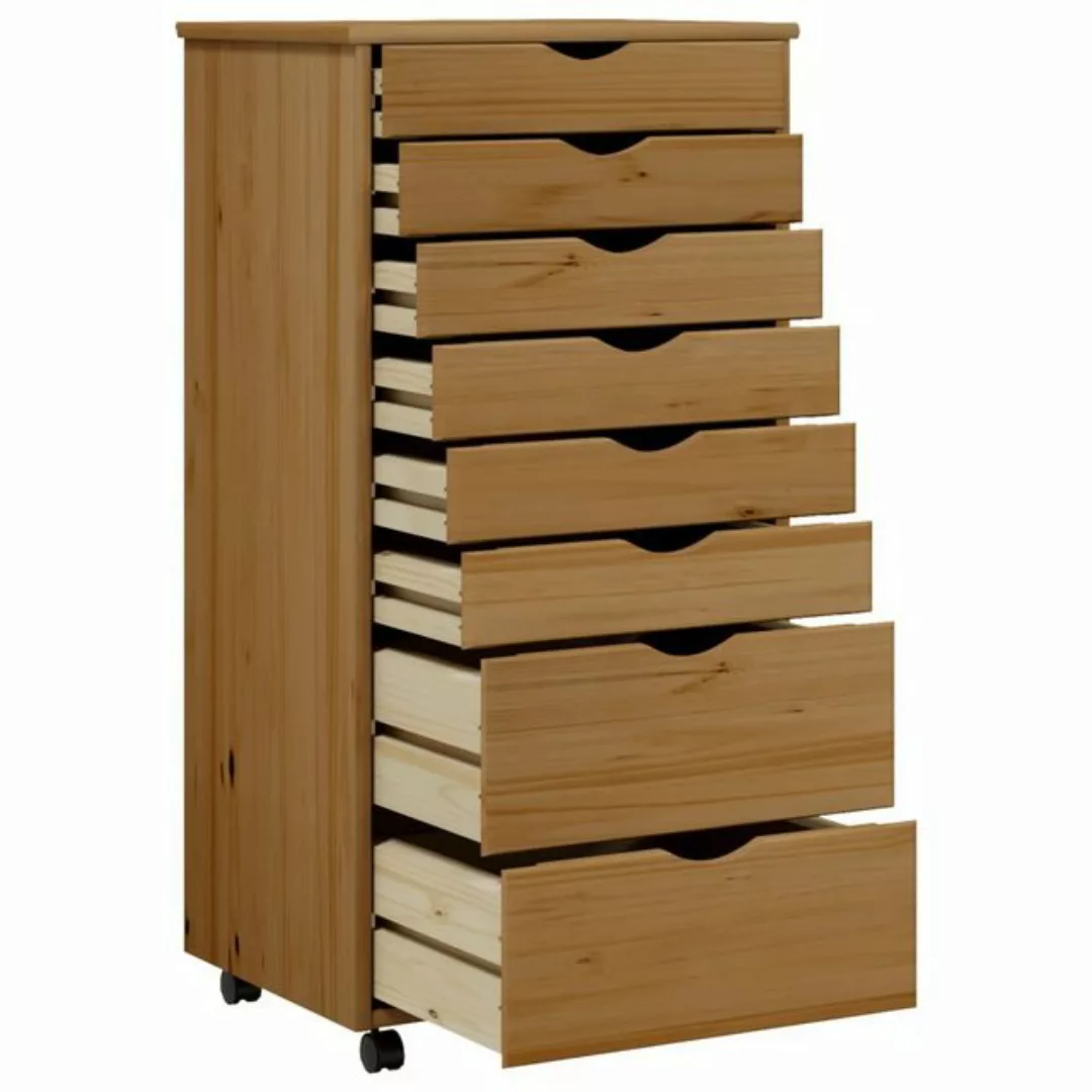 vidaXL Aktenschrank Rollschrank mit Schubladen MOSS Honigbraun Massivholz K günstig online kaufen