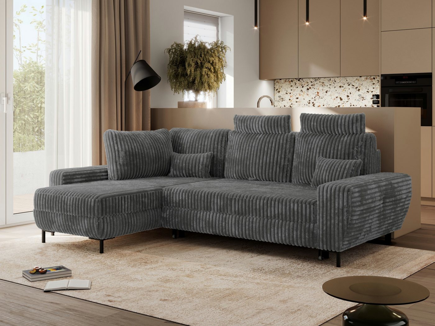 MKS MÖBEL Ecksofa FLAVIA L, Set, Schlafsofa, Wellenfedern, Polyurethanschau günstig online kaufen