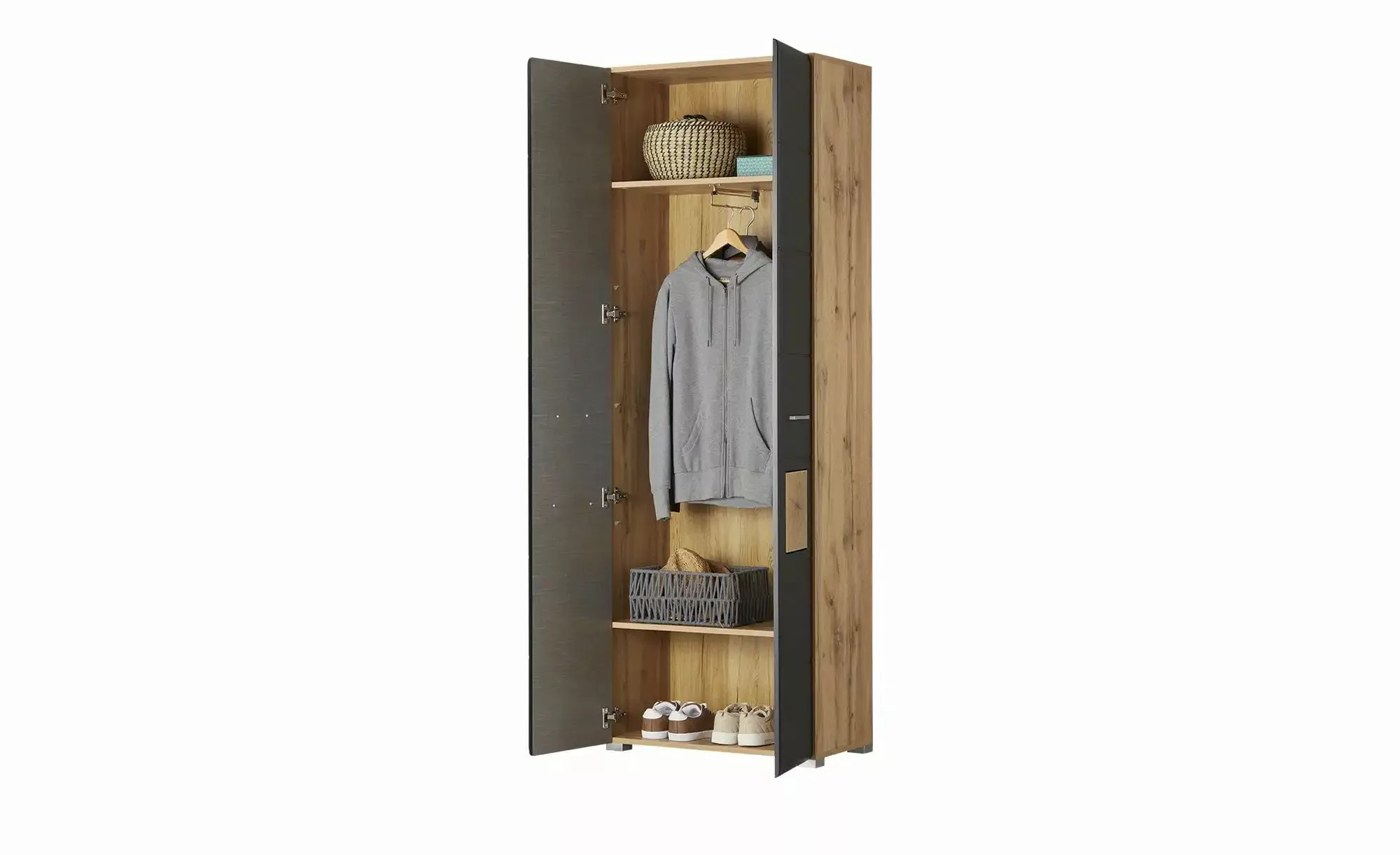 Garderobenschrank  Cortina ¦ schwarz ¦ Maße (cm): B: 70 H: 203 T: 40.0 Schr günstig online kaufen