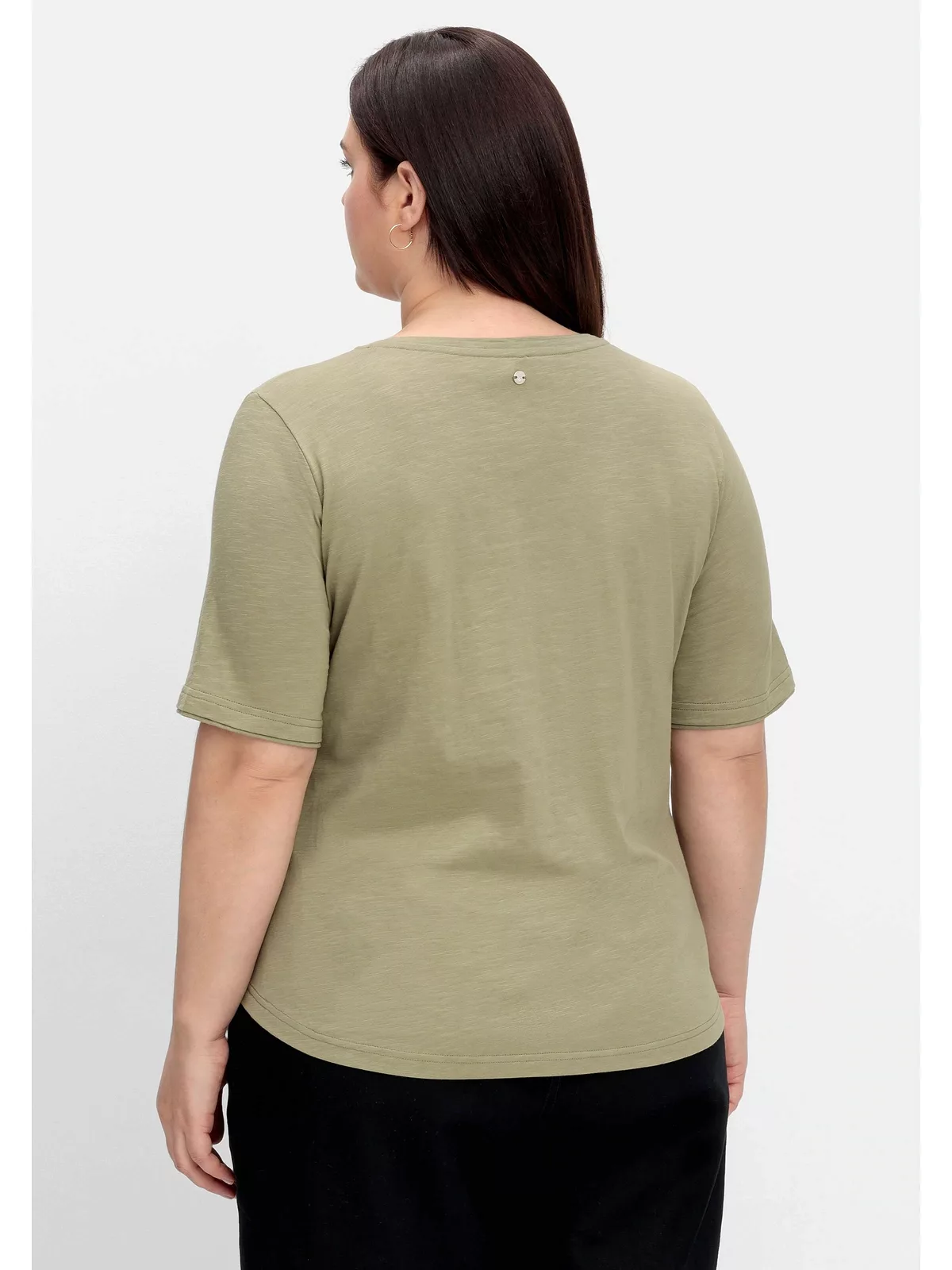 Sheego T-Shirt "Große Größen", aus Flammgarn, mit gerundetem Saum günstig online kaufen