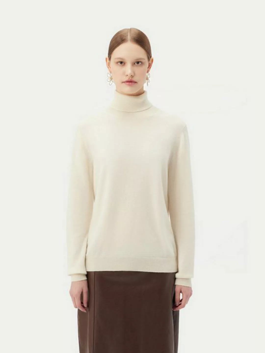 GOBI Cashmere Rollkragenpullover Naturfarbe Basic Rollkragenpullover aus Ka günstig online kaufen