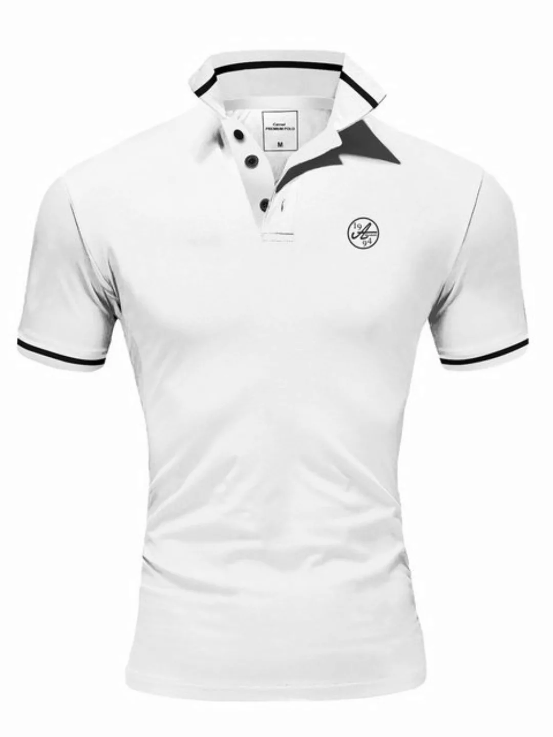 Amaci&Sons Poloshirt MACON Herren Basic Kontrast Stickerei Kurzarm Polohemd günstig online kaufen