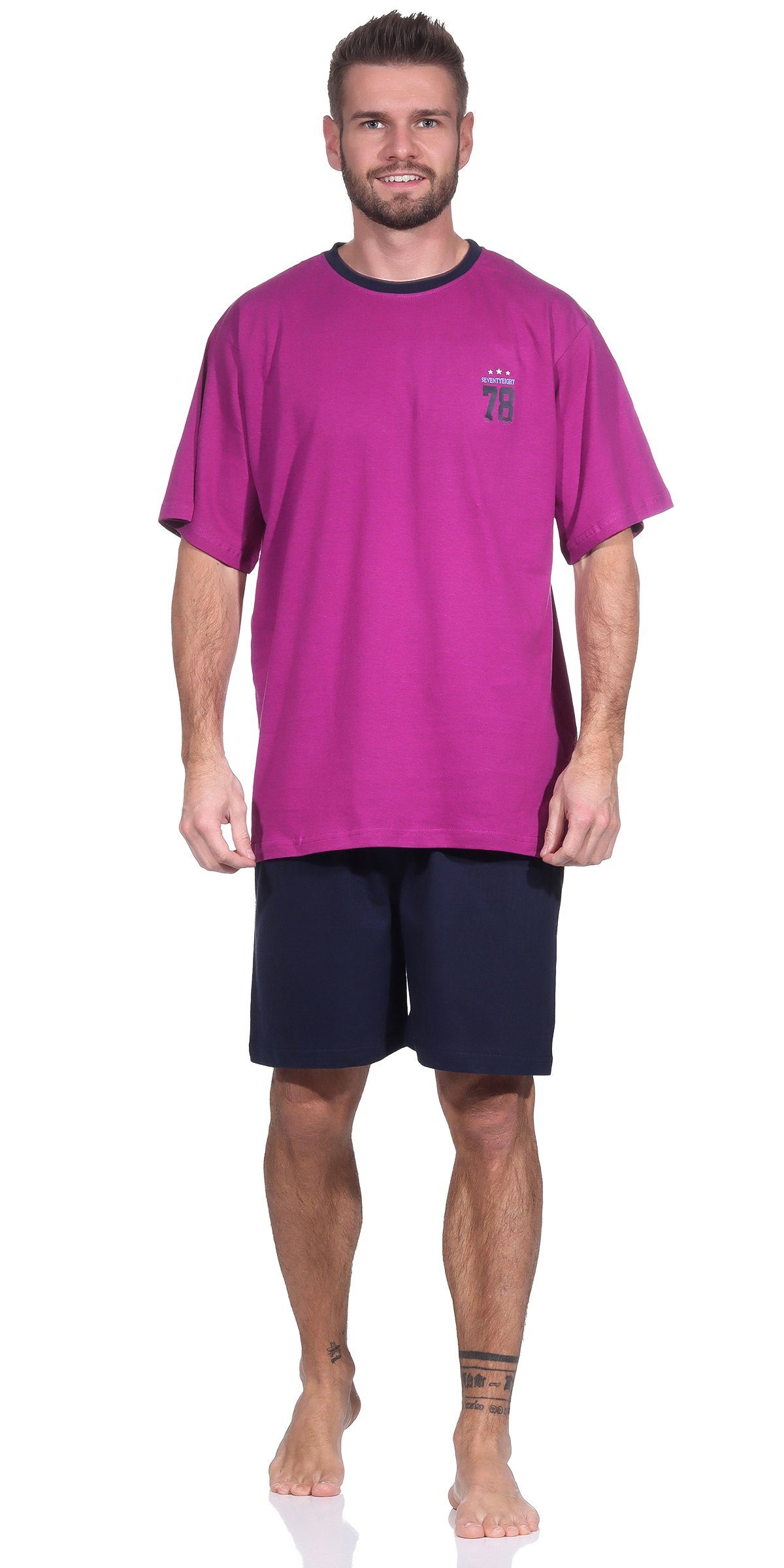 Moonline Shorty Kurzer Herren Schlafanzug Pyjama günstig online kaufen