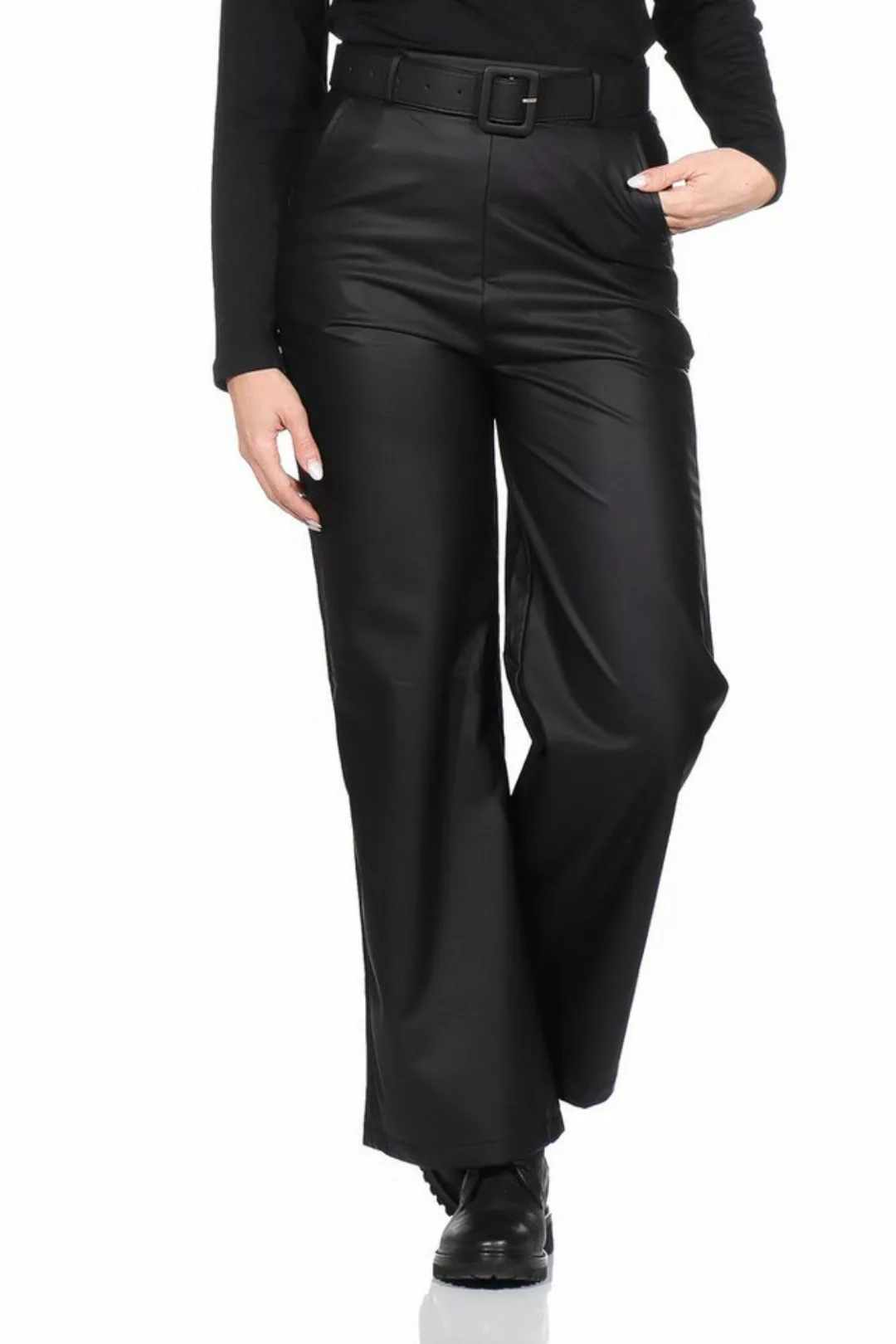 OriginalYou Culotte Damen Leder Hose weites Bein Hose in Lederoptik elastis günstig online kaufen