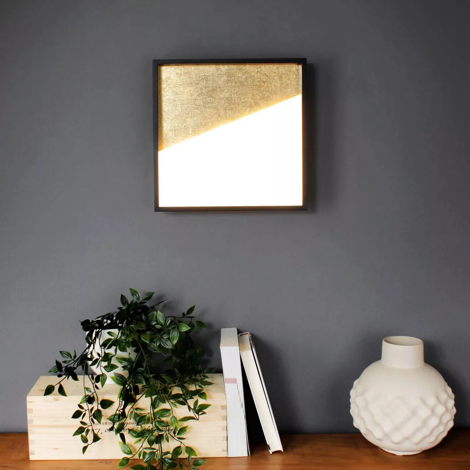 LED-Wandleuchte Vista, gold/schwarz, 30 x 30 cm günstig online kaufen
