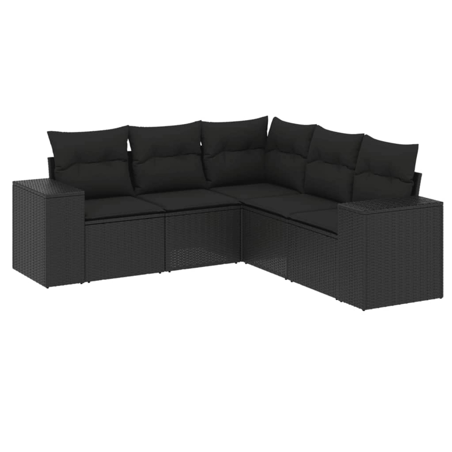 vidaXL 5-tlg Garten-Sofagarnitur mit Kissen Schwarz Poly Rattan Modell 120 günstig online kaufen