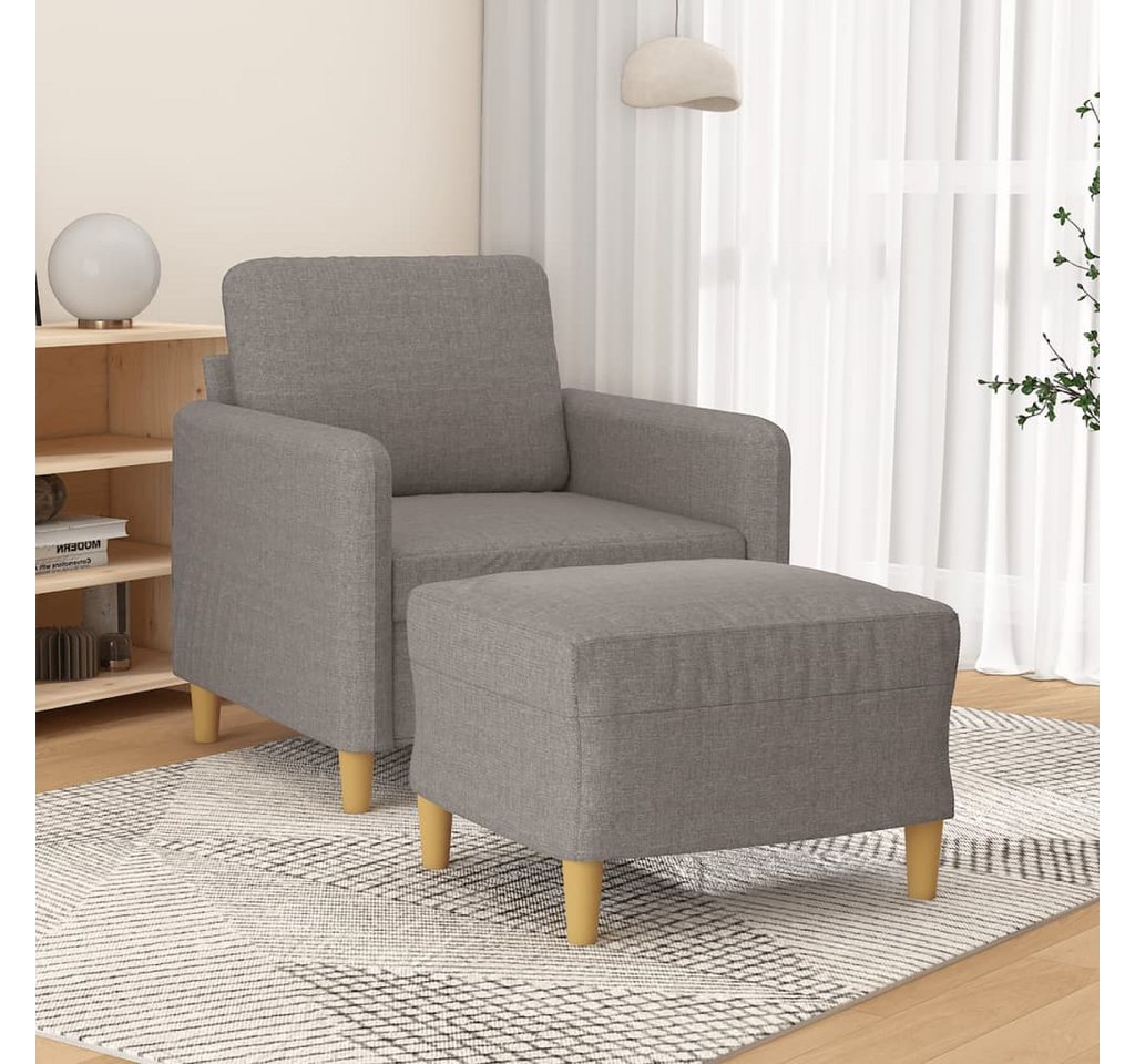 vidaXL Sofa Sessel mit Hocker 60 cm Stoff, Taupe günstig online kaufen