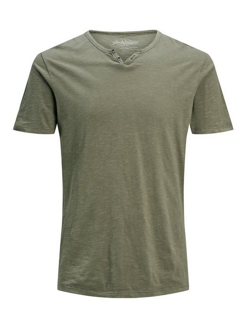 Jack & Jones T-Shirt Basic T-Shirt V-Neck Kurzarm mit Knöpfen JJESPLIT 5545 günstig online kaufen