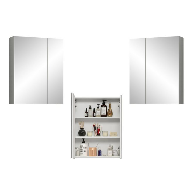 Lomadox Spiegelschrank RAVENNA-19 Badezimmer in weiß mit 2 Türen, B/H/T: ca günstig online kaufen
