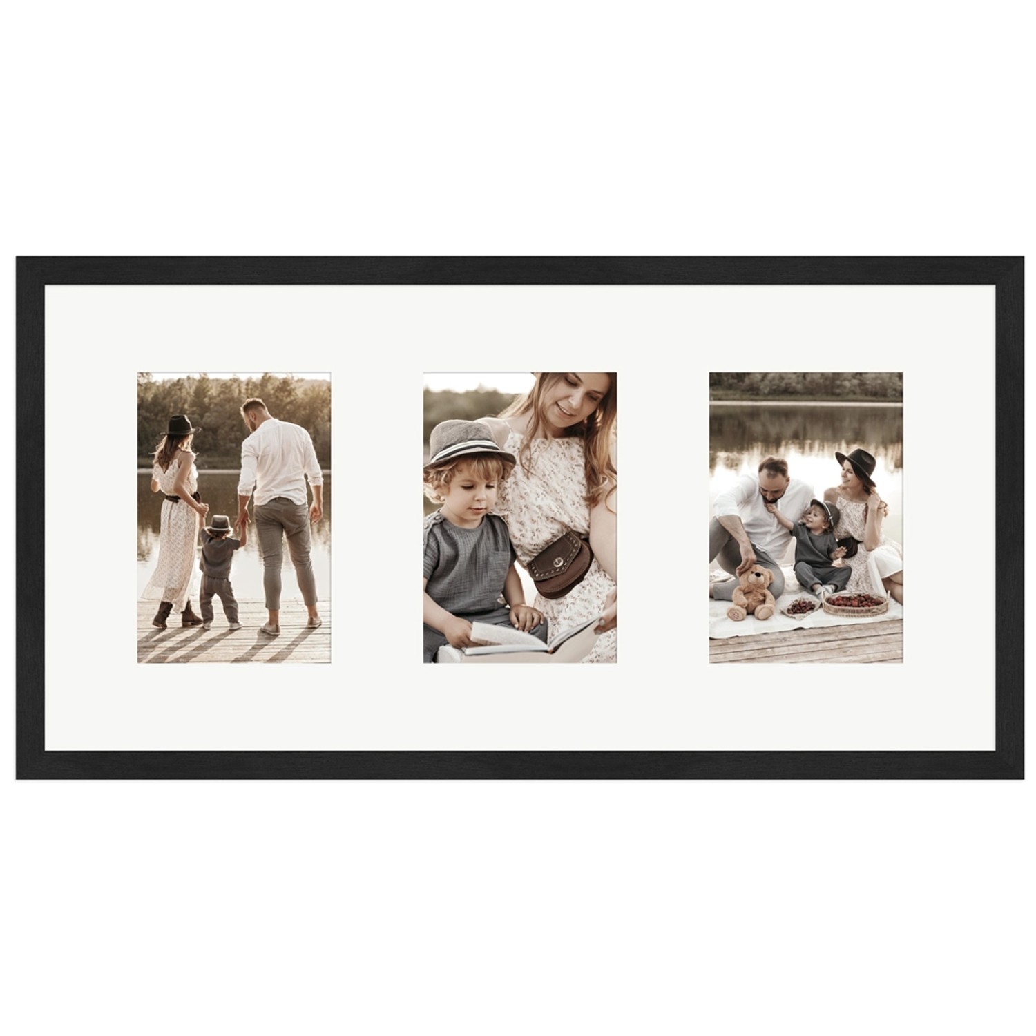 WANDStyle Galerierahmen G950 in Schwarz Gemasert 25 x 50 cm für 3 Bilder im günstig online kaufen