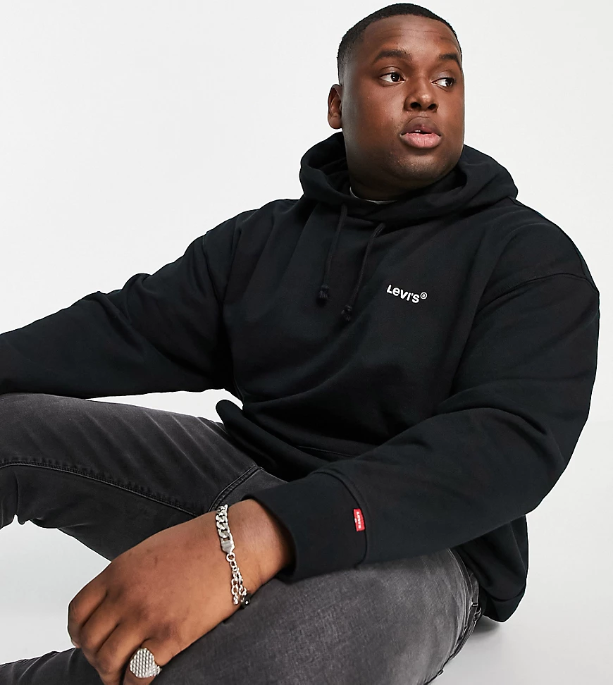 Levi's – Big & Tall – Kapuzenpullover mit kleinem Logo in Schwarz günstig online kaufen