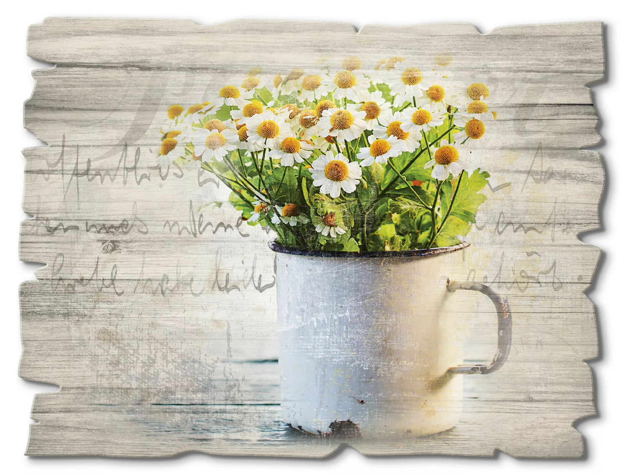 Artland Holzbild "Frühlingsgarten mit Gänseblümchen", Blumen, (1 St.) günstig online kaufen
