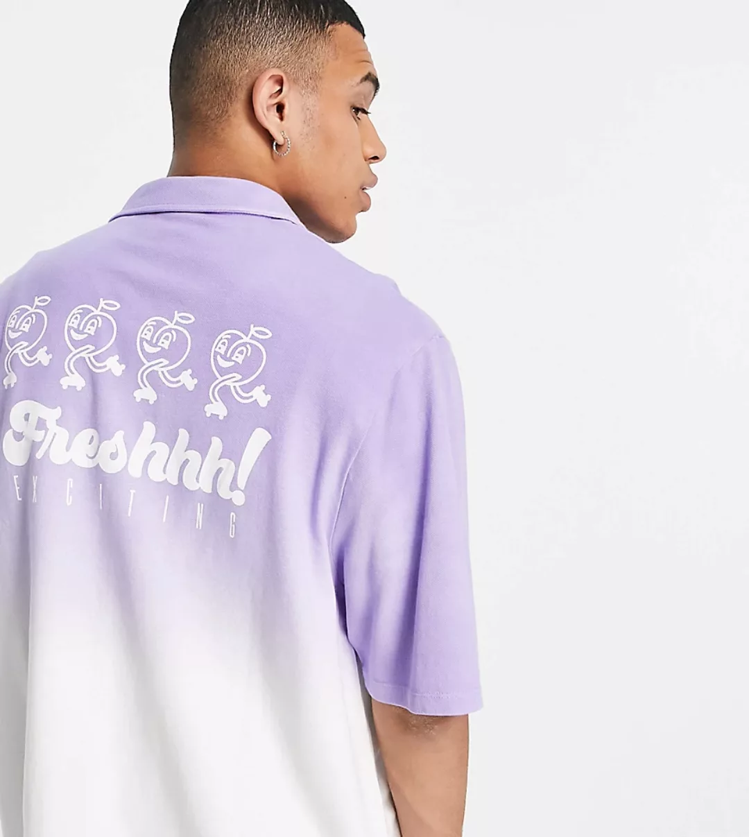 COLLUSION – Oversize-Jerseyhemd mit Cartoonprint aus lila Pikee-Stoff mit F günstig online kaufen