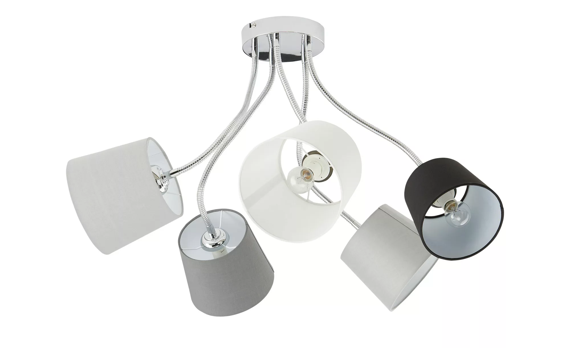 KHG Deckenleuchte, 5-flammig, Stoffschirme - silber - 59 cm - Lampen & Leuc günstig online kaufen