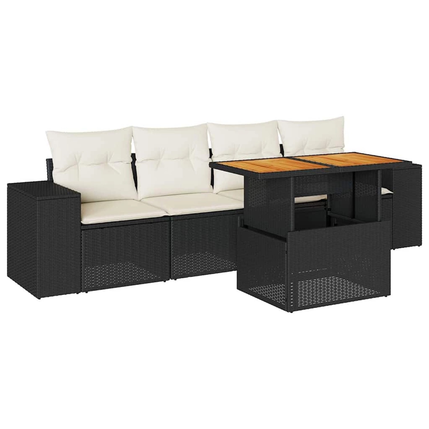 vidaXL 5-Tlg Garten-Sofagarnitur mit Kissen Schwarz Poly Rattan 3327318 günstig online kaufen