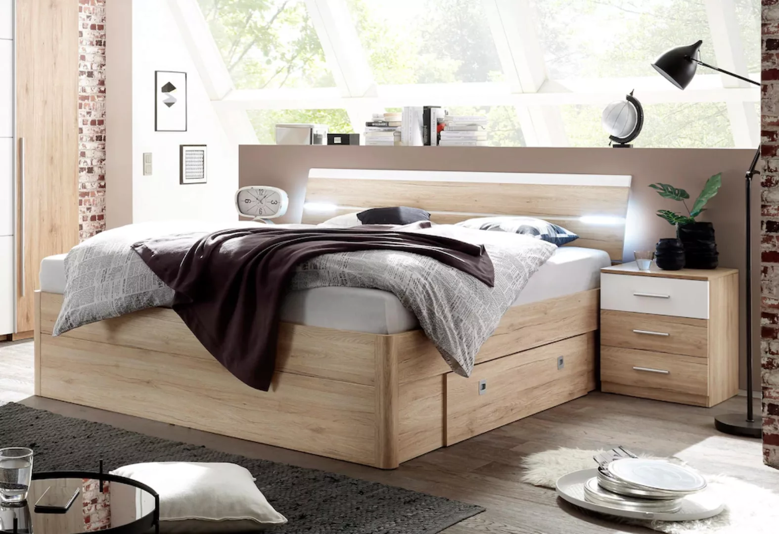 Schlafkontor Bett, inkl. 2 Nachttische und 2 Schubkästen günstig online kaufen