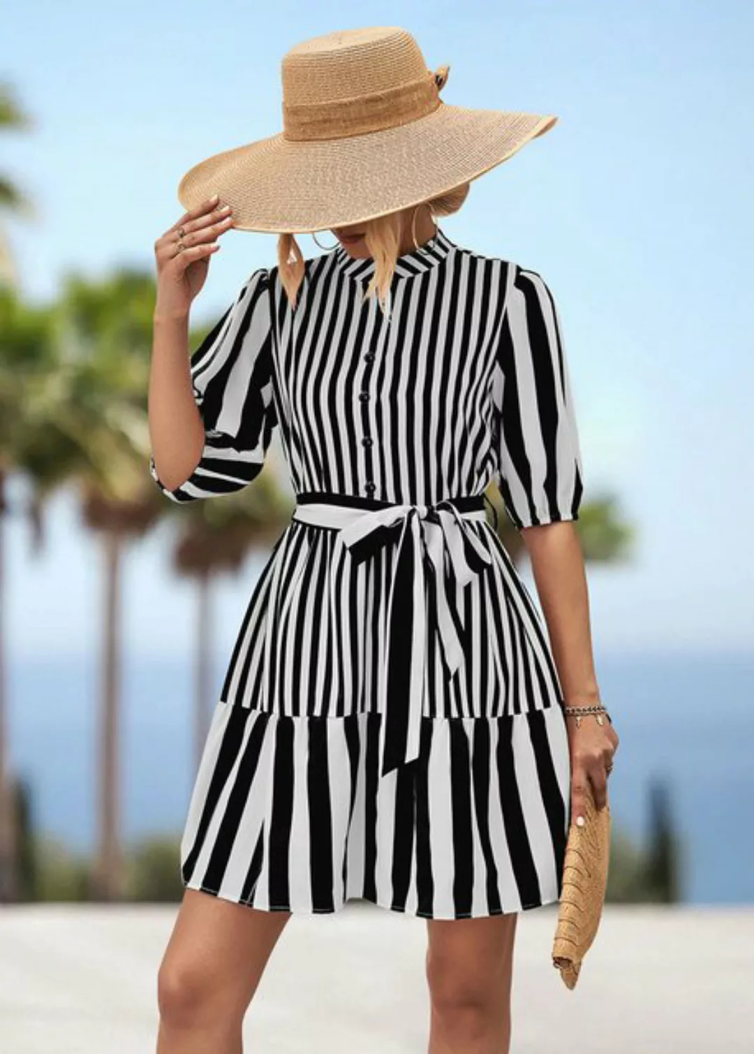 BlauWave Strandkleid Tunikakleid kleid mit Streifen, 3/4-langen Ärmeln (1-t günstig online kaufen