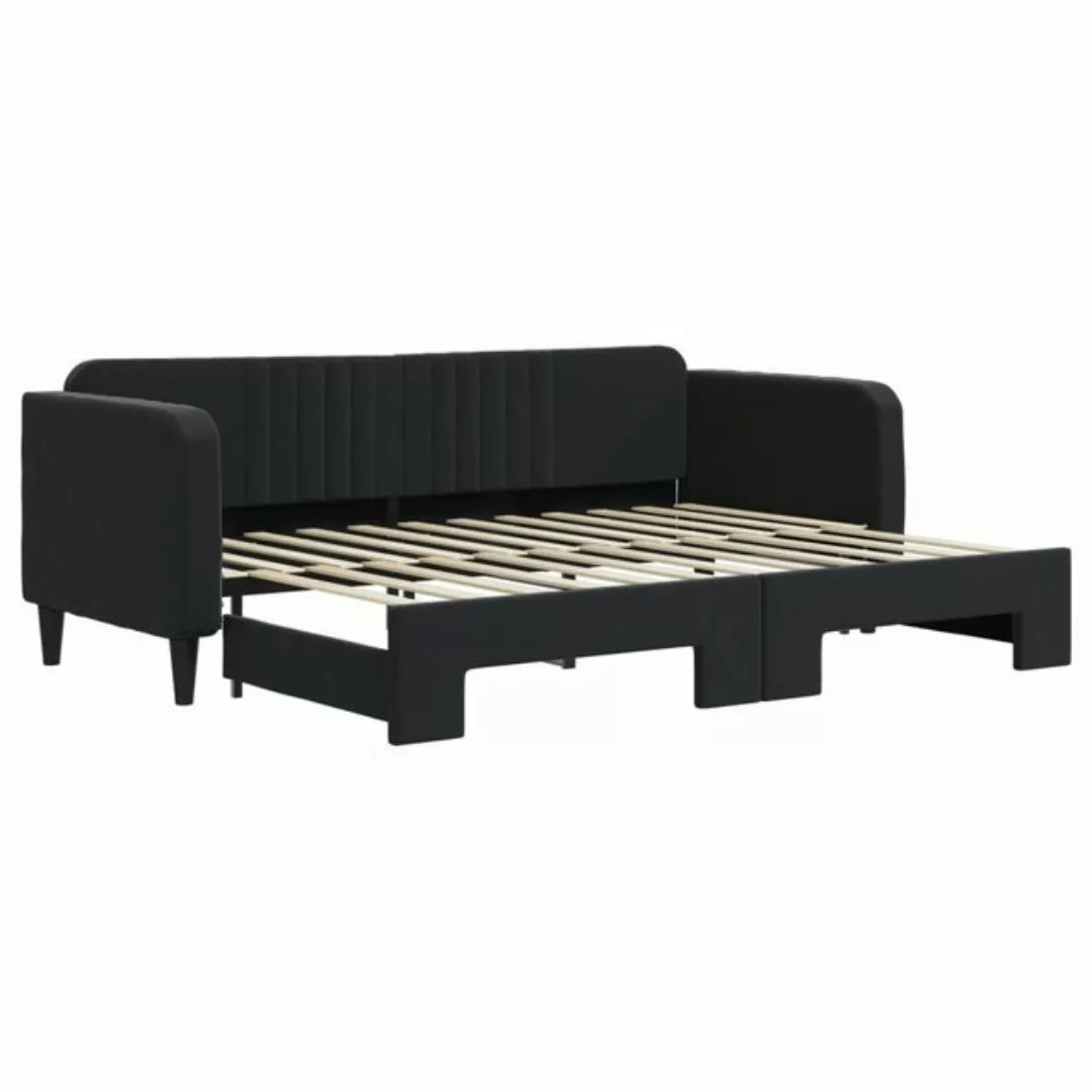 furnicato Bett Tagesbett Ausziehbar Schwarz 80x200 cm Samt (1-tlg) günstig online kaufen