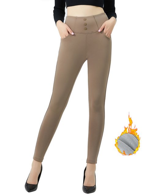 Jepo Leggings Elastische Damenhose Thermoleggings warm Fit Taupe-2XL/3XL Be günstig online kaufen