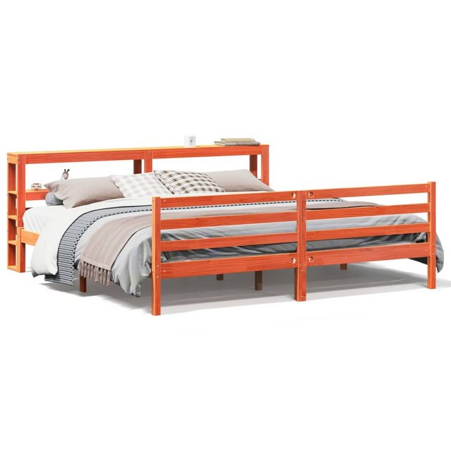 vidaXL Bett, Massivholzbett ohne Matratze Wachsbraun 200x200 Kiefernholz günstig online kaufen