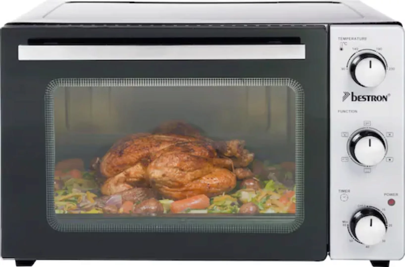 bestron Minibackofen »2-in-1 Gerät«, mit Drehspieß, 1500 W, Edelstahl, Schw günstig online kaufen