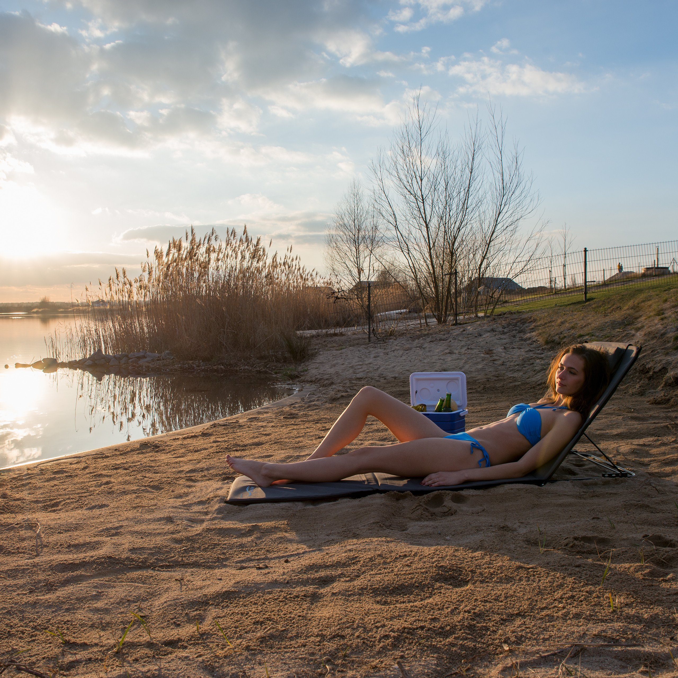 relaxdays Gartenliege Strandmatte XXL mit Kopfkissen, günstig online kaufen