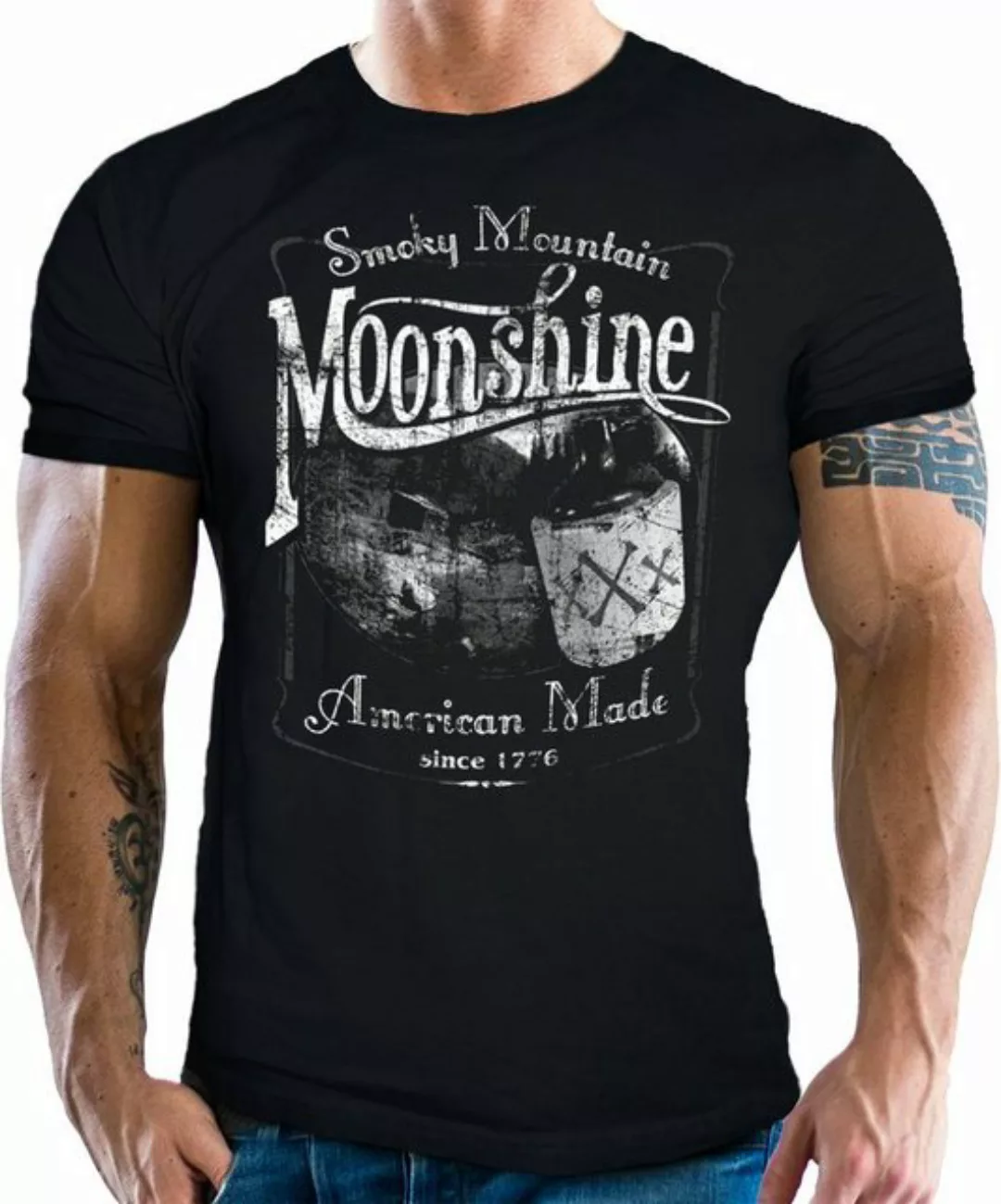 GASOLINE BANDIT® T-Shirt für Hotrod US-Car Muscle-Car Fans: Moonshine günstig online kaufen