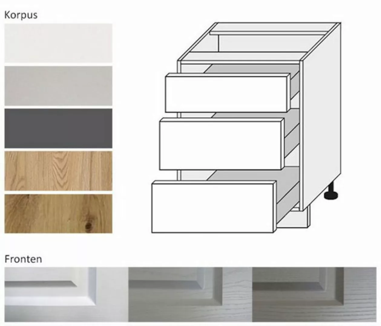 Feldmann-Wohnen Unterschrank Elbing (Elbing, 1-St) 60cm Front- und Korpusfa günstig online kaufen