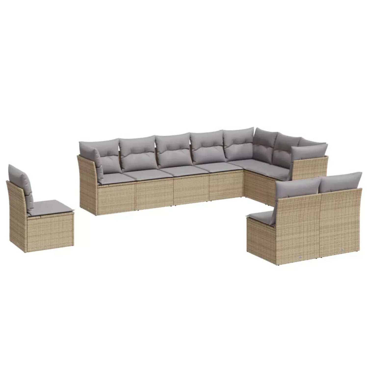 vidaXL 10-tlg Garten-Sofagarnitur mit Kissen Beige Poly Rattan Modell 68 günstig online kaufen