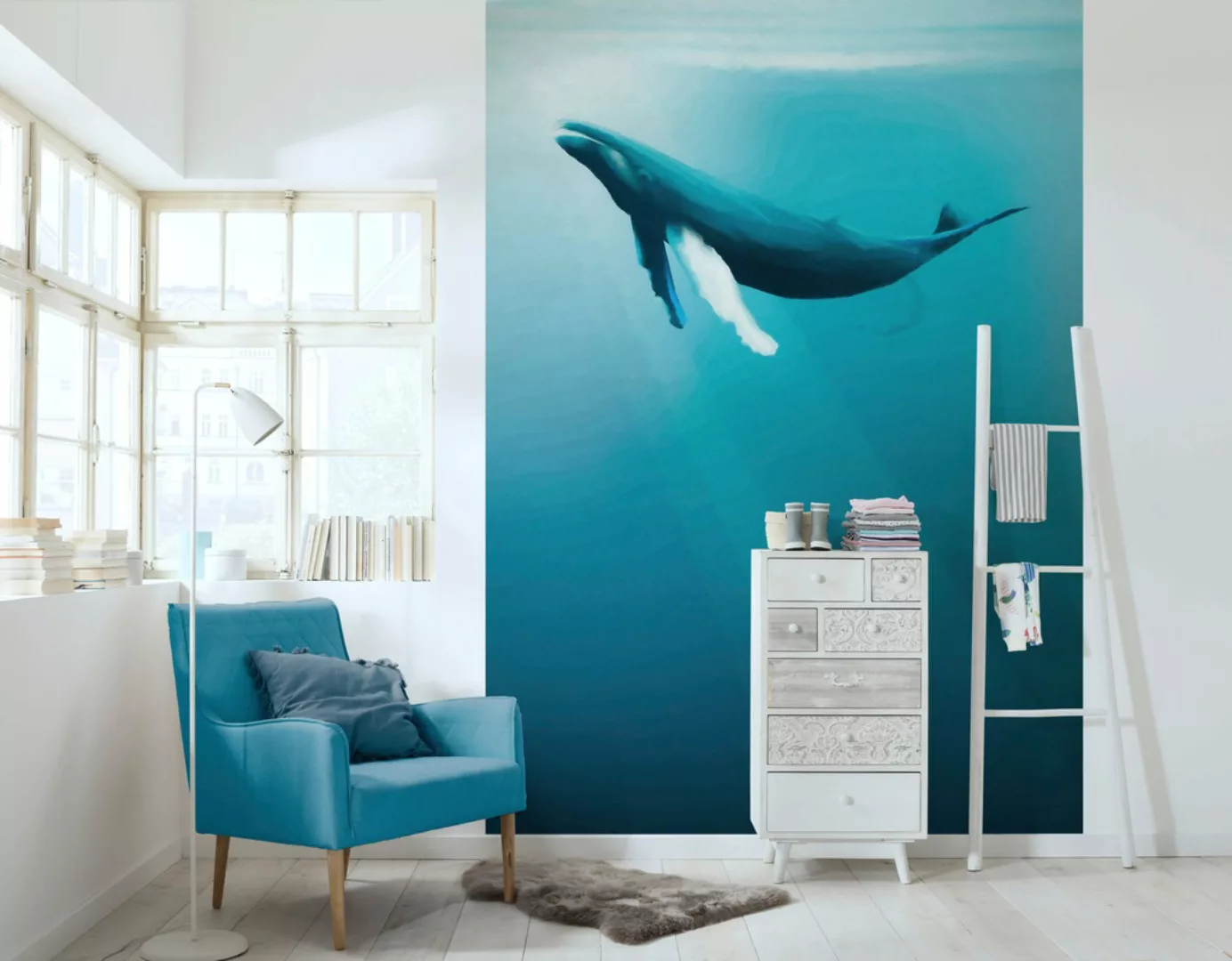 Komar Vliestapete »Digitaldruck Vlies - Artsy Humpback Whale - Größe 200 x günstig online kaufen